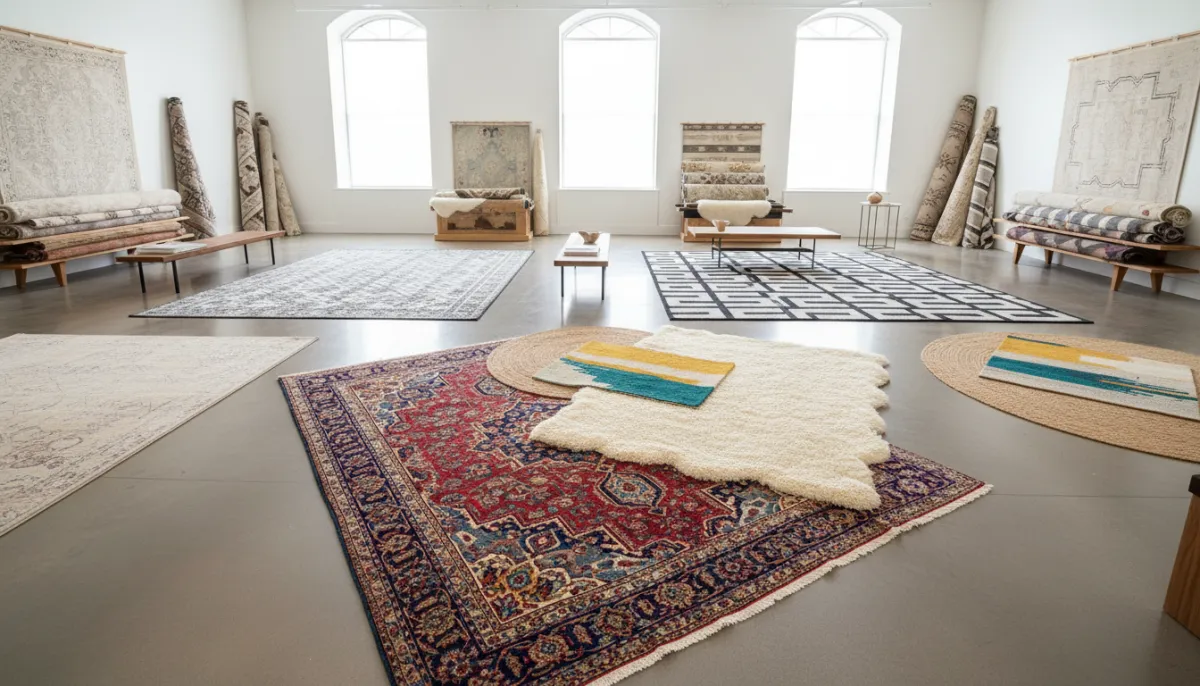 Various types of area rugs including Persian, wool, and oriental rugs cleaned in North Bay