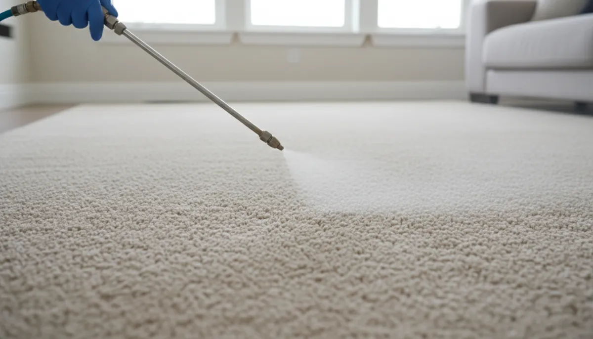 Professional carpet and fabric protection treatment being applied in North Bay home
