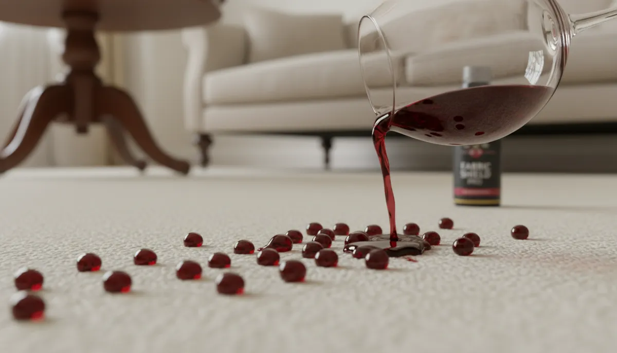 Spill being easily cleaned from protected carpet in a North Bay home