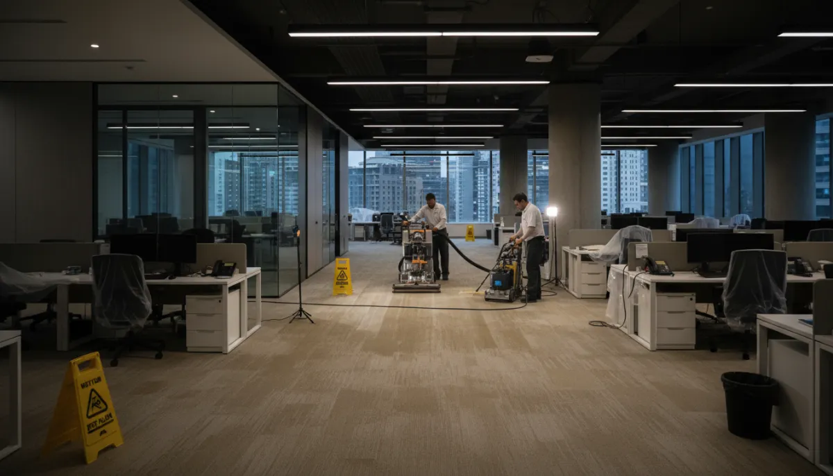 Professional commercial carpet cleaning in a North Bay office building