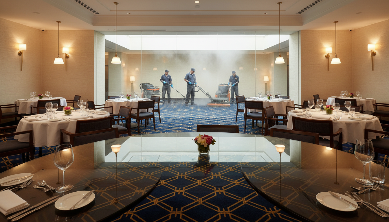 Commercial carpet cleaning in a North Bay restaurant dining area